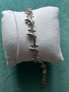 Sterling Dolphin Link Bracelet - Silver